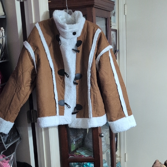 Brown and White Shearling Coat with Matching Boots Suede & Lamb NWOT. - Picture 4 of 7